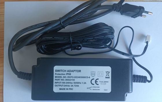 трансформатор приведенный 24Vdc 3a 72Watt IP68 водоустойчивый для электронного faucet, AC 100-240Vac, с UL CE отметил